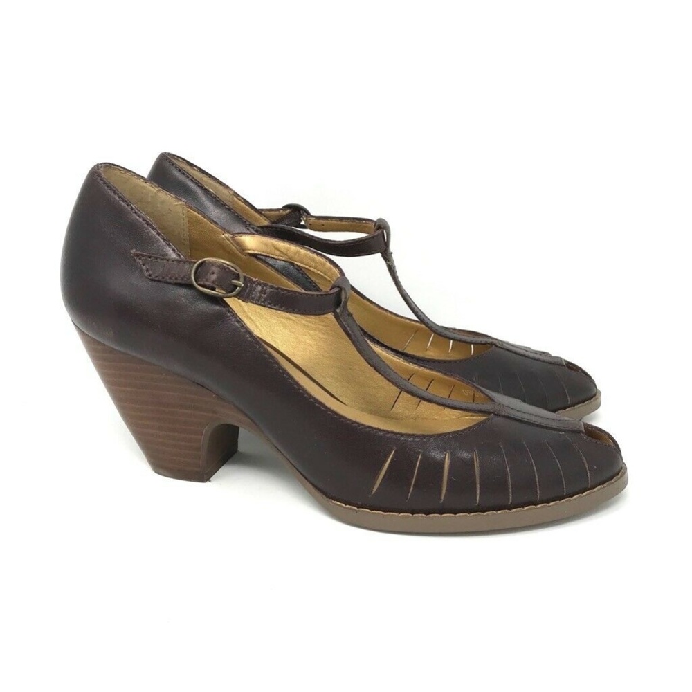 Seychelles Anthropologie T-Strap Sandals Brown 8.5